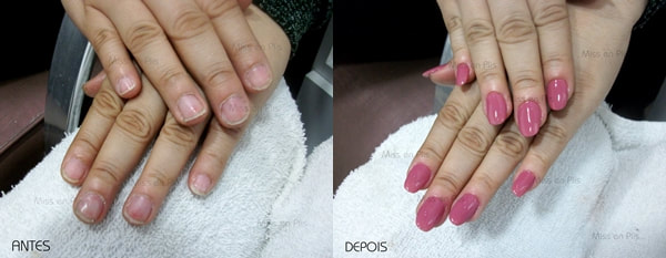 unhas de porcelana antes e depois