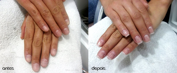 unhas de fibra de vidro antes e depois
