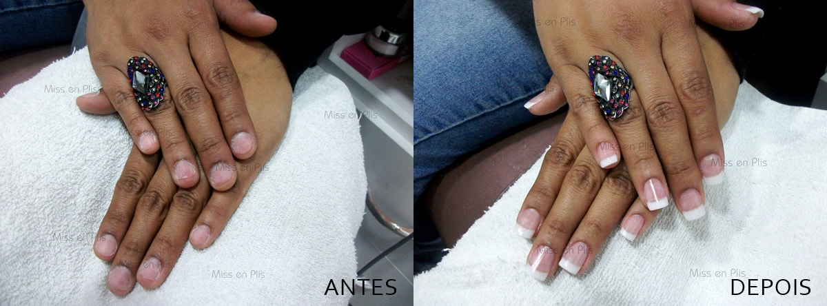 unhas de porcelana antes e depois